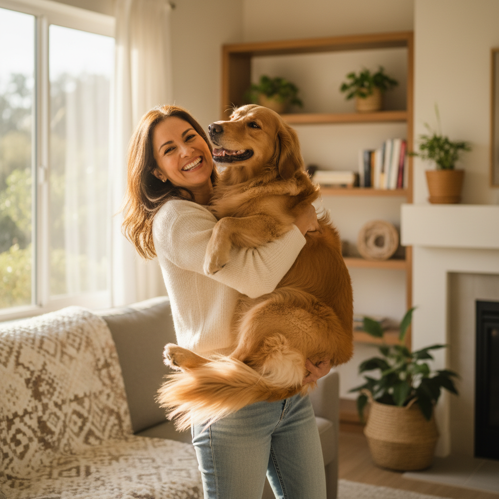 Carolina con su Golden Retriever