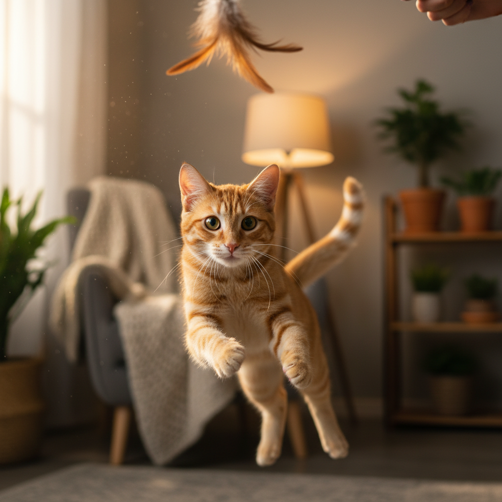 Gato anaranjado juguetón