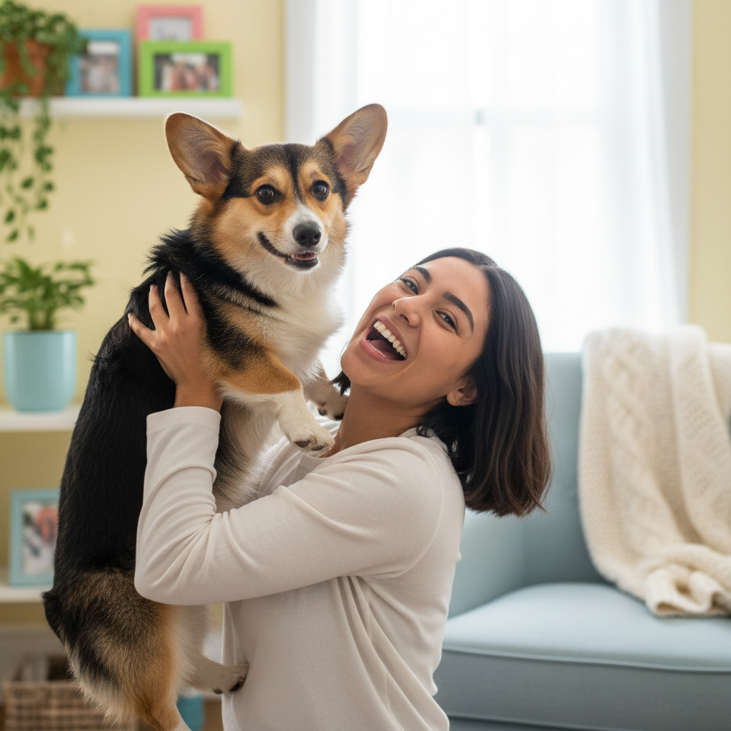 Chica con su Corgi