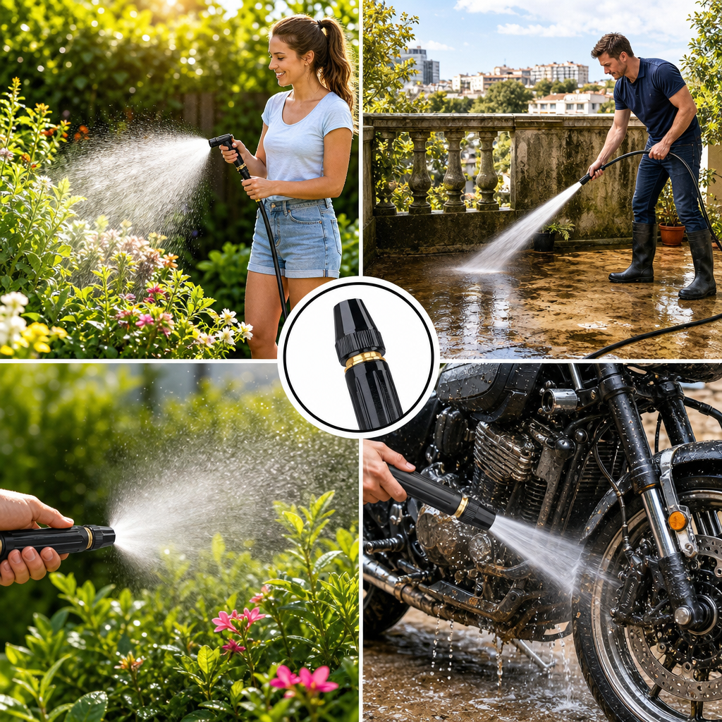 Múltiples usos de la boquilla: jardín, carro, balcón y moto