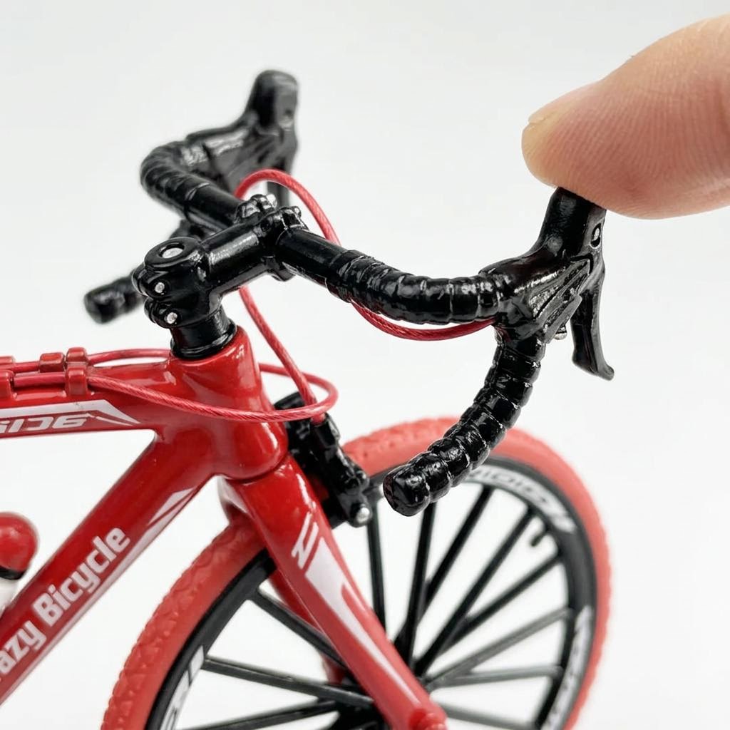 Manubrio drop-bar con giro real — direccion operativa bici roja