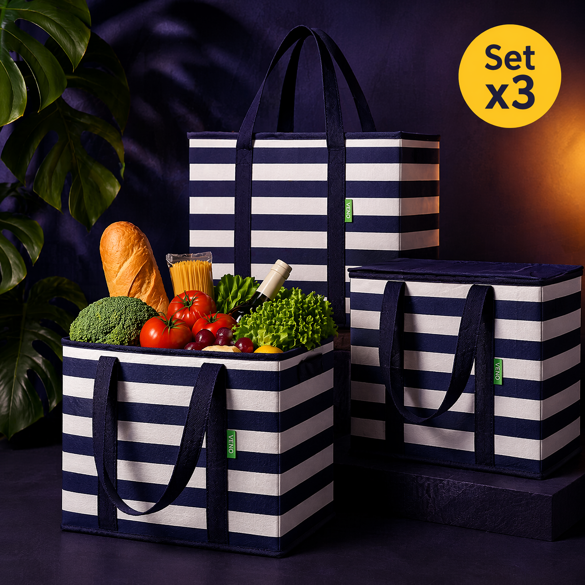 Set x3 bolsas termicas VENO fondo morado oscuro