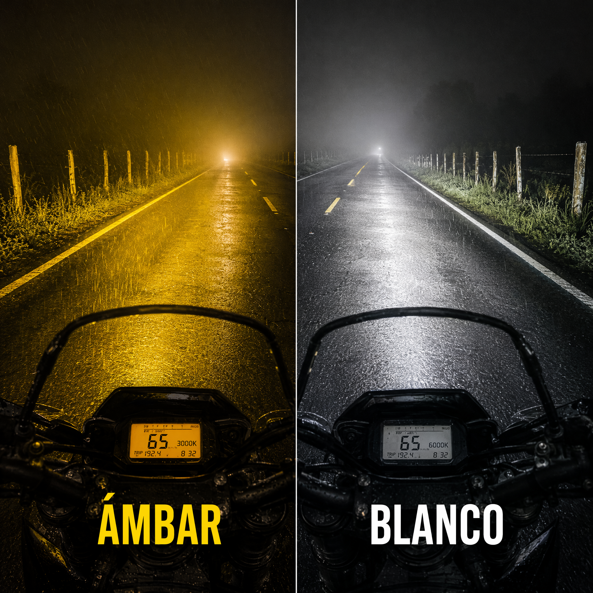 Comparación luz ámbar vs blanca